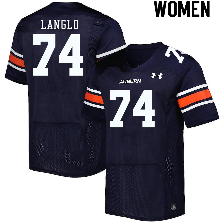 Women #74 Garner Langlo Auburn Tigers College Football Jerseys Stitched-Navy